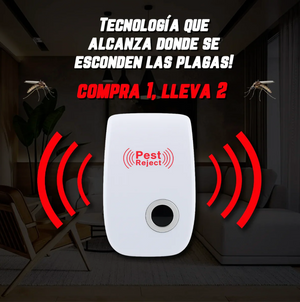 Repelente Ultrasónico Pest Reject 200m² – Seguro para Mascotas y Niños – COMPRA 1, LLEVA 2 [Sin Veneno, Silencioso]