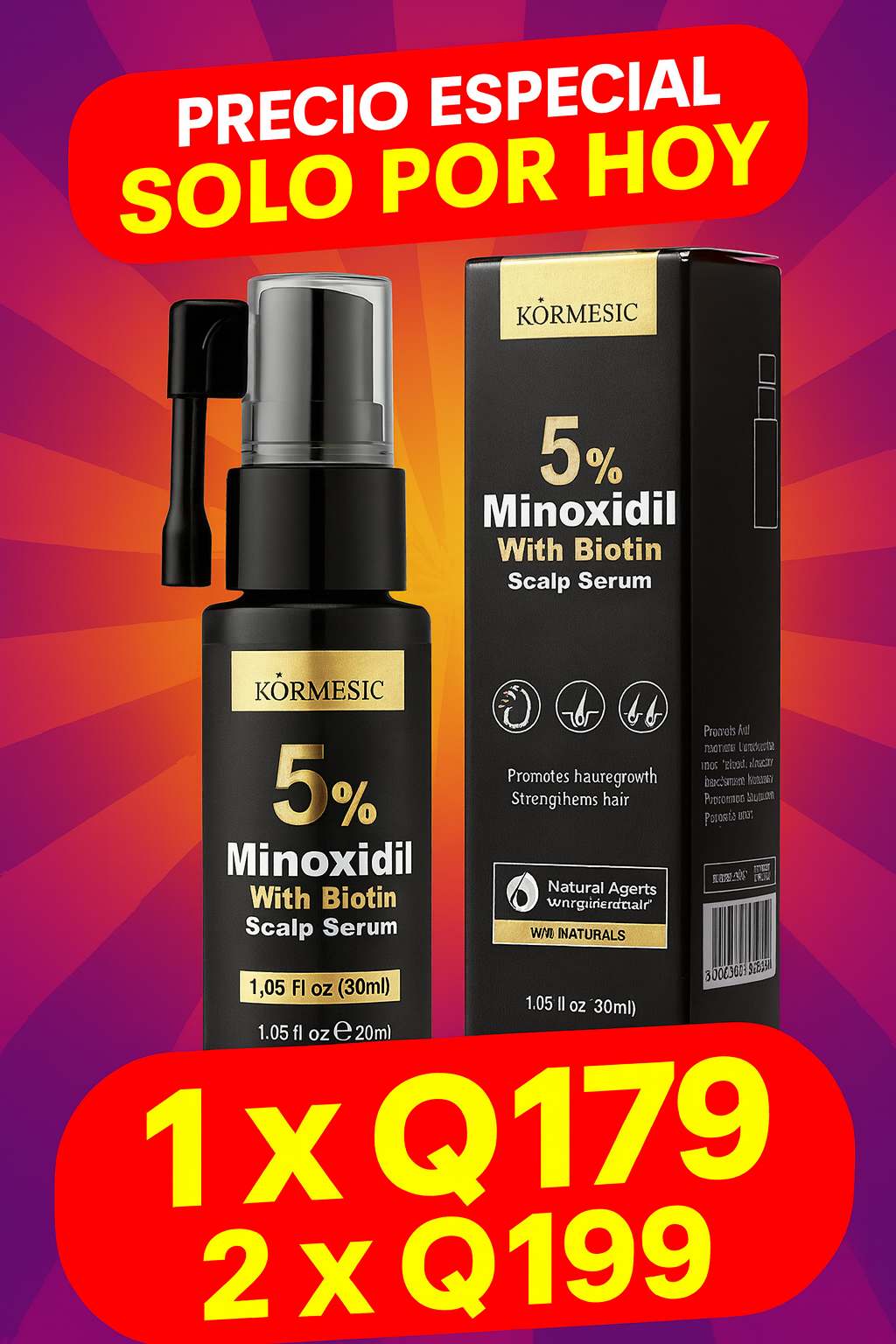 🧴💪 BIOTIN Anti Calvicie con Minoxidil 5% – ¡Compra Hoy a un Precio Especial!